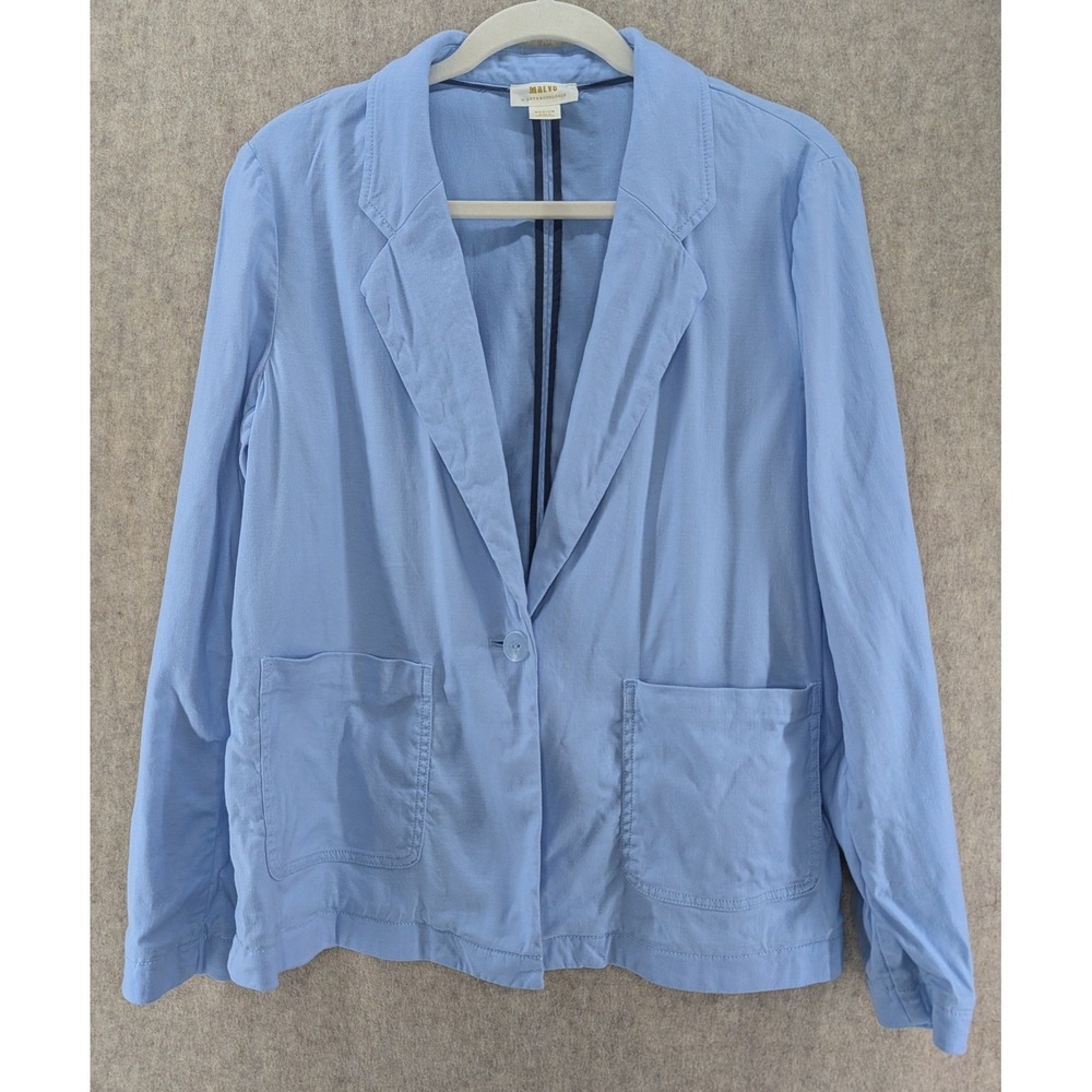 Maeve by Anthropologie Light Blue Linen Blend Stretch One Button Blazer Medium